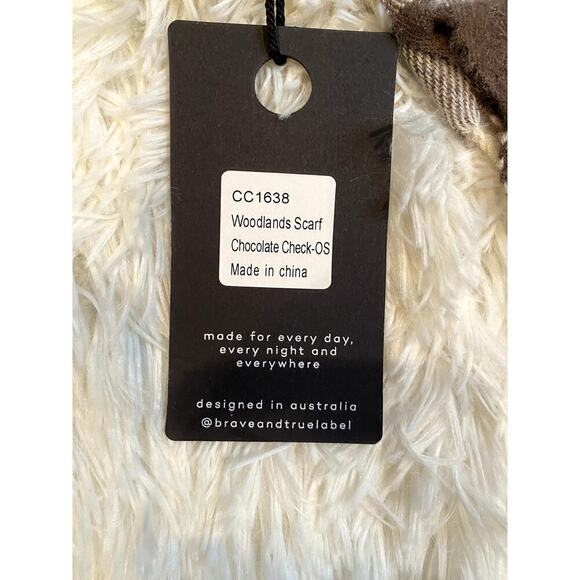 Brave + True Woodlands Brown & White Plaid Scarf - Size OS (NWT) - Picture 5 of 5